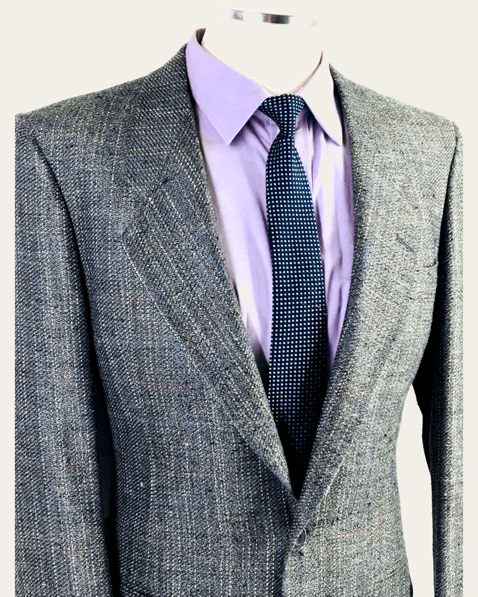 Preview showing the front torso and lapels of a textured gray Pierre Cardin sport coat
